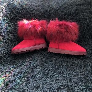 Red Furry Ugg like boots
